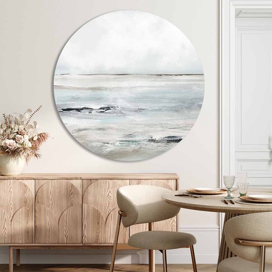 Cercle mural Eau plate | Forex | Ø120cm | Système de suspension inclus
