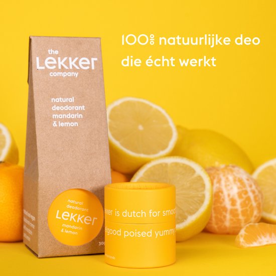 The Lekker Company deodorant crème mandarijn & citroen duoverpakking