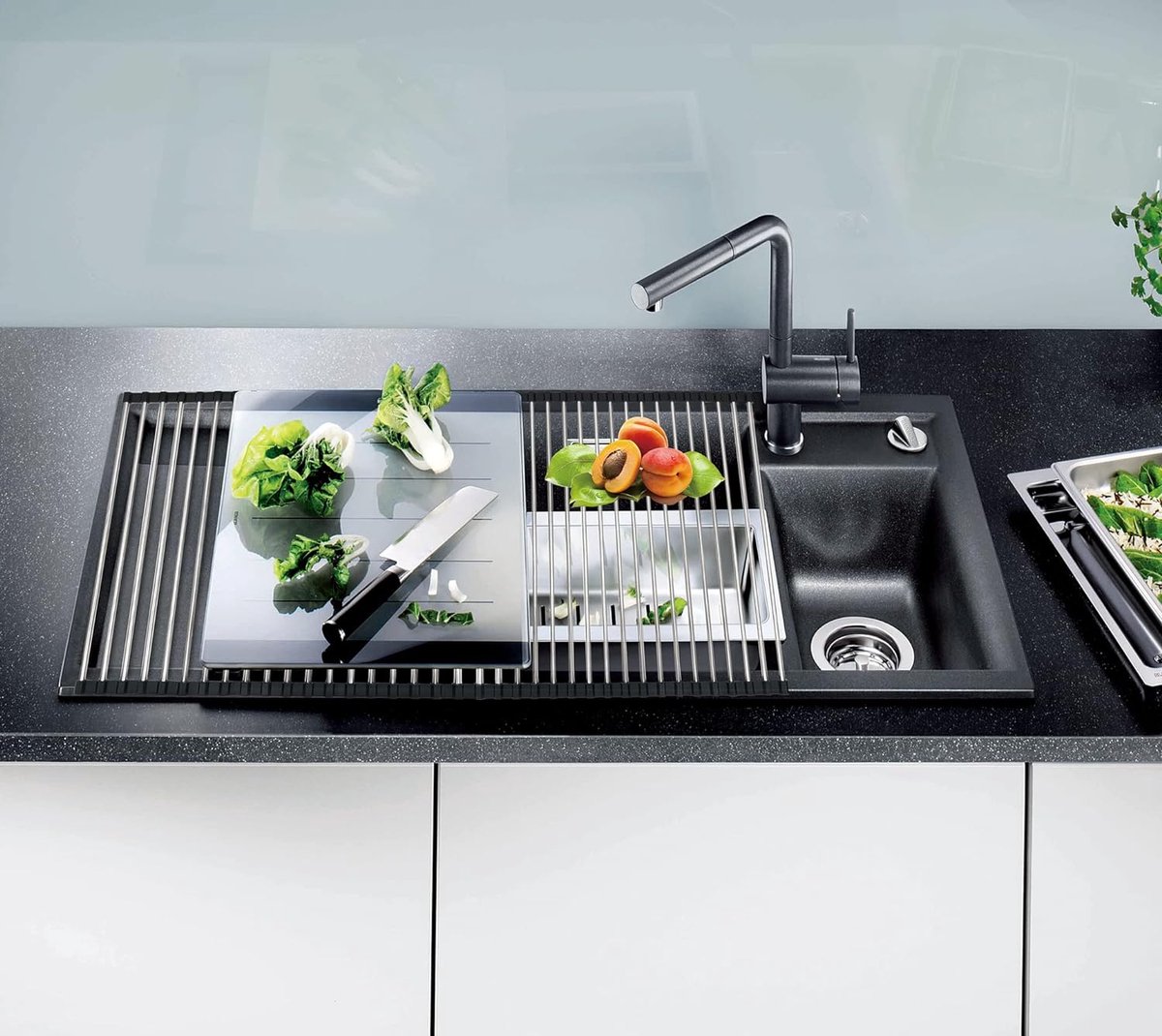 Goedkoopste Over de gootsteen afdruiprek, oprolbare afdruiprek voor aanrecht, gootsteenaccessoires, nieuw huis keukengerei (20 buizen 52 40 cm