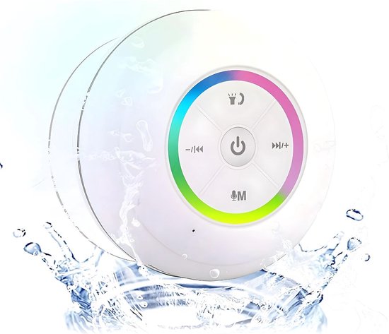 QProductz Douchespeaker - Douche Radio met Bluetooth - Waterdichte Speaker - Ingebouwde Microfoon - Met Zuignap - Wit - Oplaadbaar