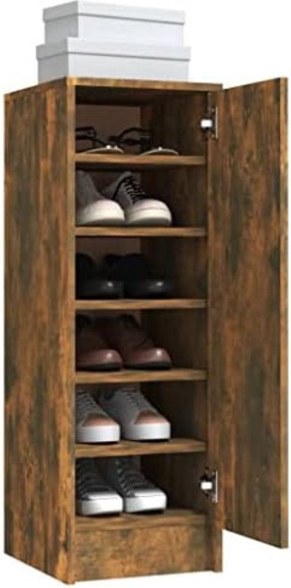 Gratyfied - Schoenenkastje - Schoenenkasten met deur - Halkastje - Halkasten met deuren - 32x35x92 cm - Gerookt eiken