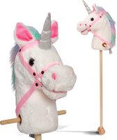 Pink Papaya Stokpaard - RAINBOW - Schattig Pluche Speelgoed Paard met Geluidsfunctie: Hinnikend en Galopperend Geluid