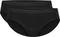 Twee zwarte midi slips van Ten Cate met brede elastische tailleband.