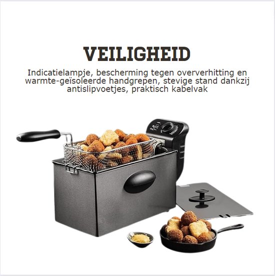 Frituurpan 3.5 Liter Friteuse Met Mand & WarmteGeïsoleerde Handgrepen Frituur Tot... bol