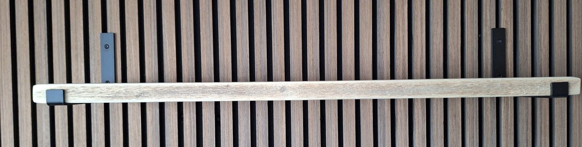 Hoexs - Steigerhout - 70 cm - Inclusief Plankdragers Zwart - Boekenplank - Boekenrek - Wandplank - Inclusief Bevestigingsmateriaal - Industrieel