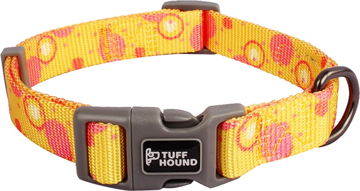 Tuff Hound Pet Collar - Honden Halsband - Verstelbare maat - Nylon halsband - Graffi Design halsband Geschikt voor kleine tot grote Honden - Geel