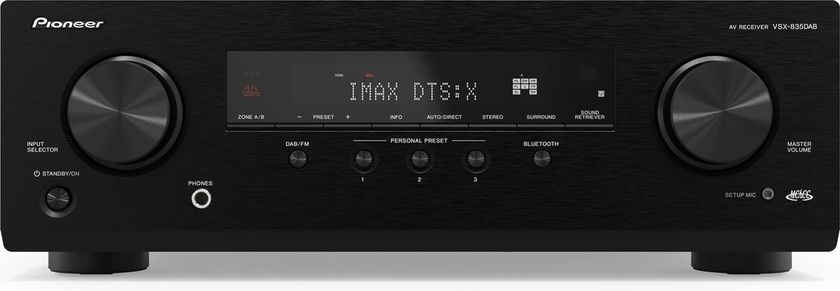 Pioneer VSX-835D - 7x 80W HDMI 2.1 (4in/1out) 8K DAB+ MCACC Bluetooth