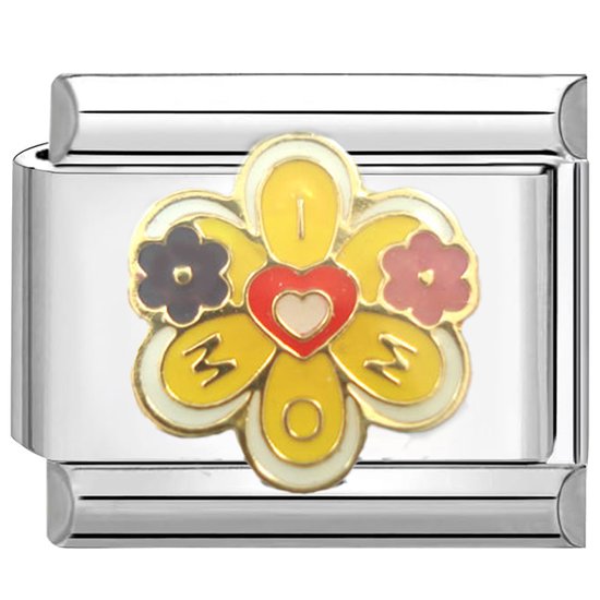 Quiges - Link Charm - 9mm - Love MOM - Convient pour bracelet Nomination - Bracelets à maillons - Bracelet charms Italie