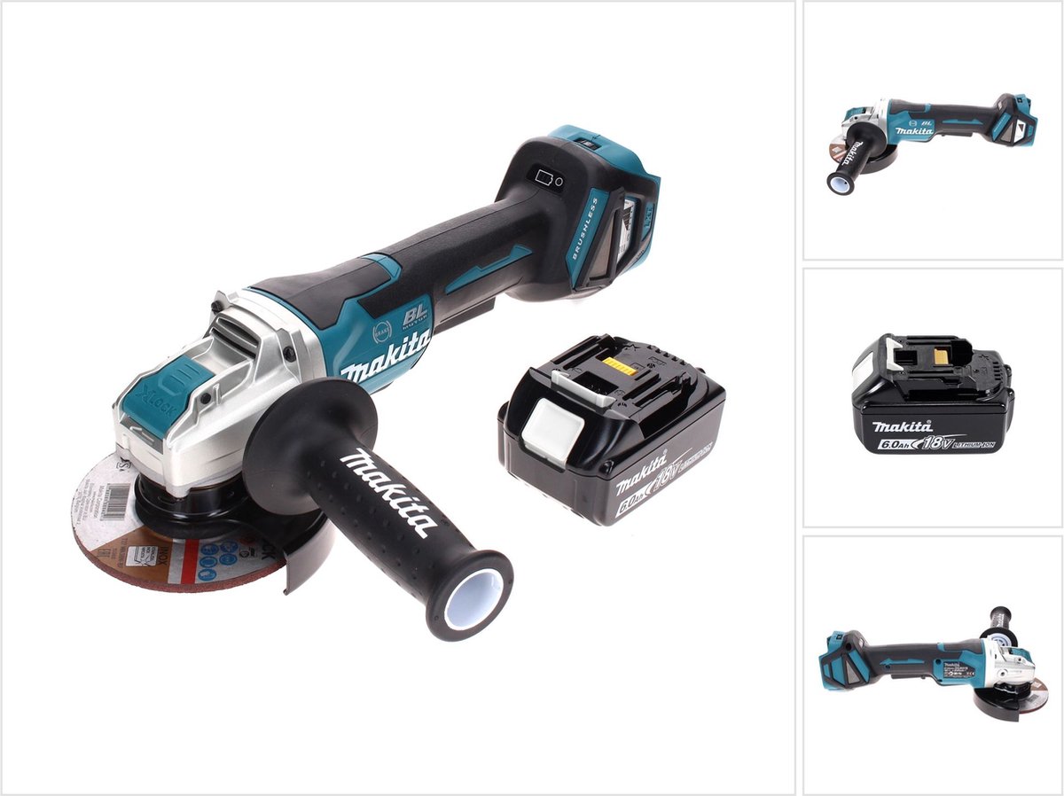 Makita DGA 519 G1 accu haakse slijper 18 V 125 mm Brushless X-Lock + 1x oplaadbare accu 6.0 Ah - zonder lader