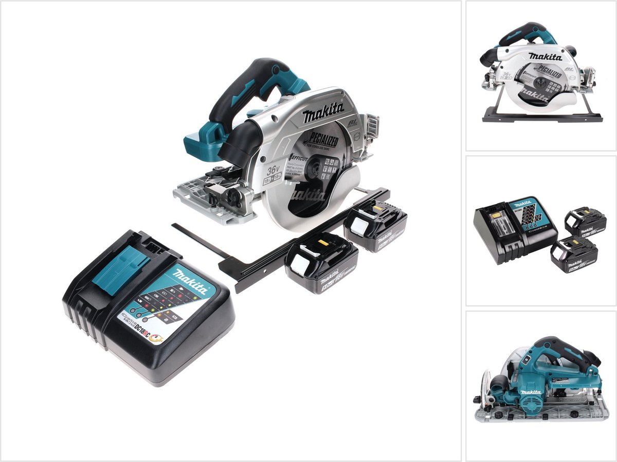 Makita DHS 900 RT2 accu-handcirkelzaag 36 V (2x 18 V) 235 mm borstelloos + 2x accu 5,0 Ah + oplader