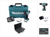 Makita DF 347 DWE 14,4V Li-ion accuboormachine met 2 x 1,5 Ah accu en oplader + Makita P-90261 Pro XL - Grote 70-delige bit-, boor- en accessoireset