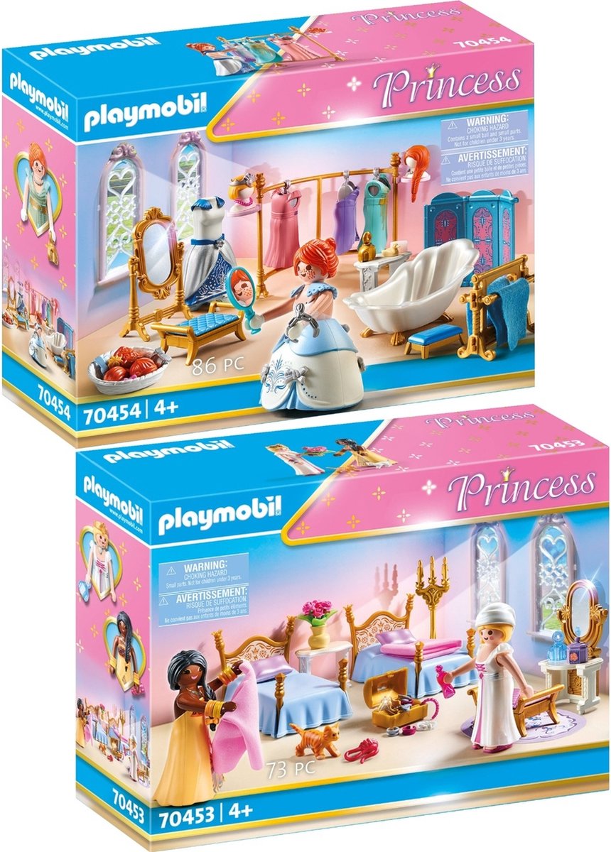 PLAYMOBIL Princess 2-delig set Slaapzaal + Kleedkamer