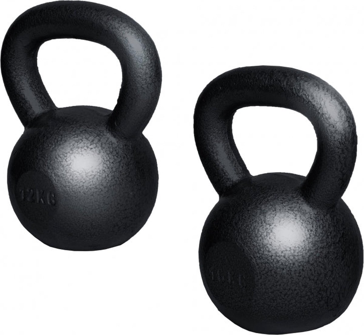 Gorilla Sports Kettlebell set van 2 - 12 en 16 kg - Gietijzer - Zwart