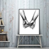 Allernieuwste peinture sur toile .nl® * Everything is Love L - Mains * - Art sur votre mur - Réaliste - Zwart- Wit - 50 x 70 cm