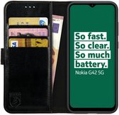 Rosso Element Book Case Wallet Hoesje Geschikt voor Nokia G42 | Portemonnee | 3 Pasjes | Magneetsluiting | Stand Functie | Zwart
