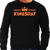 Bellatio Decorations Koningsdag sweater heren - kingsday - zwart - glitters - oranje feestkleding S
