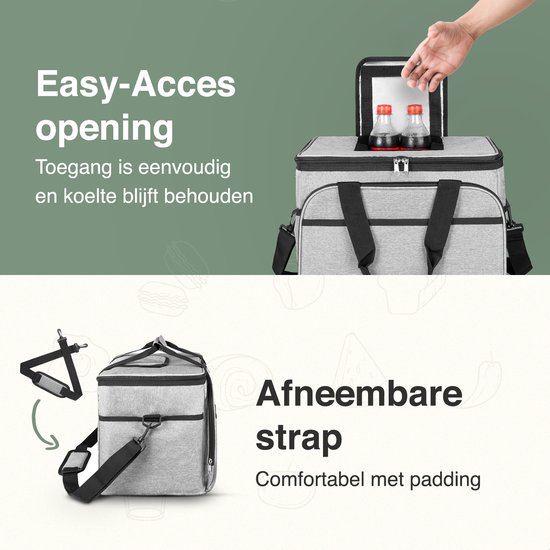 Fitense 50 blikjes, zachte koeltassen, geïsoleerd, 4 lagen, lekvrij, 33 liter, grote rollende koeler, draagbaar, inklapbaar, campingijstrui voor strand, reizen, kajak, auto, picknick