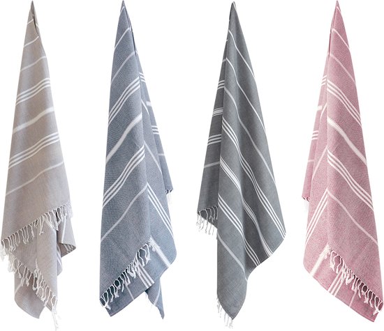 Forfait Fête des Mères : Badjas Waffle S & Serviette Hammam 90x165cm Marine