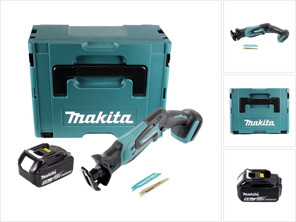 Makita DJR 183 T1J accu reciprozaag 18 V + 1x accu 5,0 Ah + Makpac - zonder oplader
