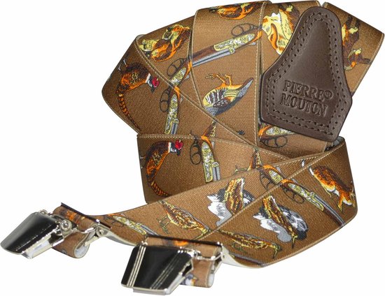 Porte-Jarretelles Pierre Mouton Hunter - Bretelles - Adultes - Homme - Marron - 140cm - 3 clips - XL/ XXL
