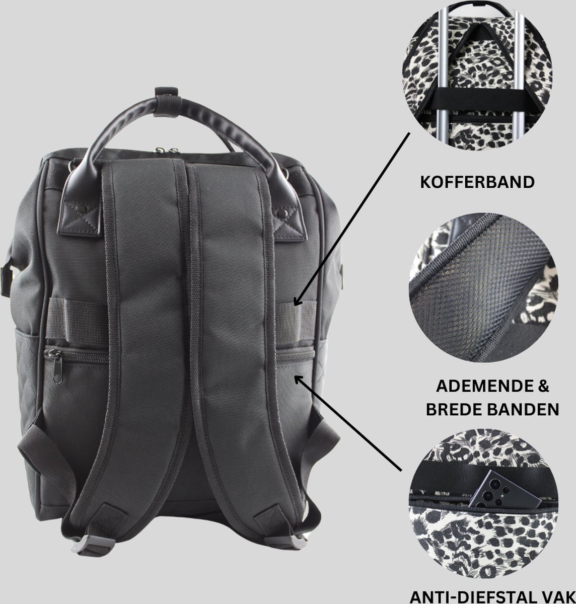 Fana Bags Luiertas Rugzak Zwart - Verschoningsmatje - Flessenwarmhouder - Kinderwagenhaken - Baby Rugtas - Grote Baby Tas – foto 4
