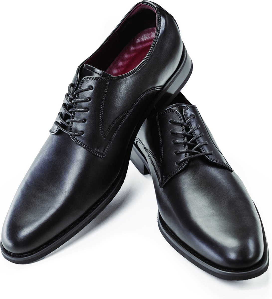 BRASJAS Heren schoenen - Nette schoenen van leer - Anti-slip zool - Zwart - Maat 44