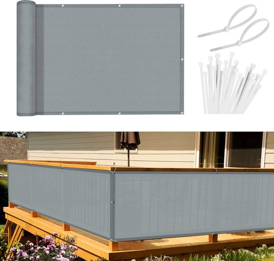 vidaXL Balkonscherm - 500x90 cm - PVC - Grijs