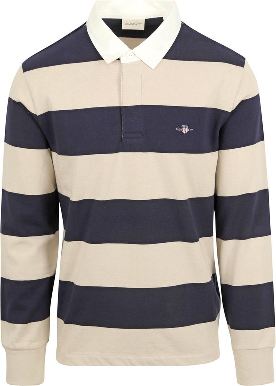Gant - Rugger Polo Beige Blauw - Regular-fit - Heren Poloshirt