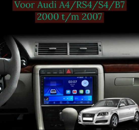 Autoradio 9 inch voor Audi A4/RS4/S4/B6/B7 Android 14 6GB/128GB 8CORE CarPlay/Auto/Wifi/GPS/NAV/RDS/DSP/5G/QLED