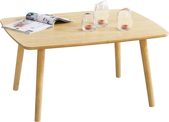 In And OutdoorMatch Salontafel Benton - Bamboe - 80x60x40 cm - Houtkleurig - Milieuvriendelijk Materiaal - Stijlvol Design