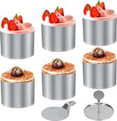 Set van 6 dessertringen en voedselringen, voedselringen, ringenset klein, roestvrijstalen mousseringen, diameter 7,5 cm ronde moussering, geschikte dessertring/voedselring voor desserts, taarten, doe-het-zelf