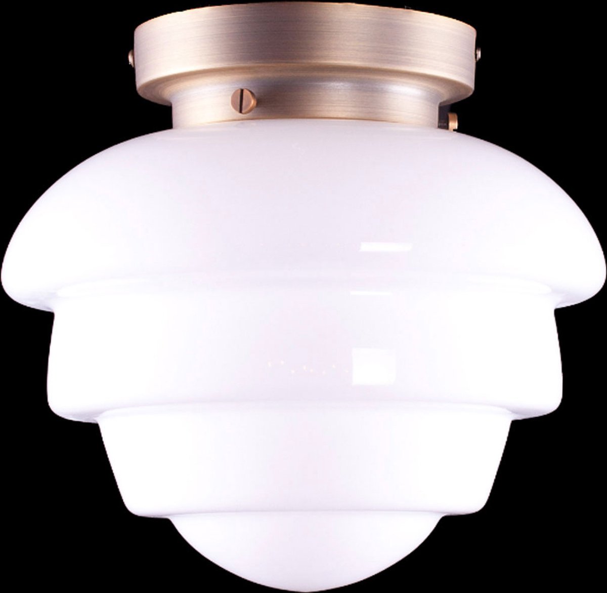Plafondlamp | 25 cm | Art Deco met bronzen armatuur | E27 | brons wit | glas metaal | art deco retro romantische sfeerverlichting