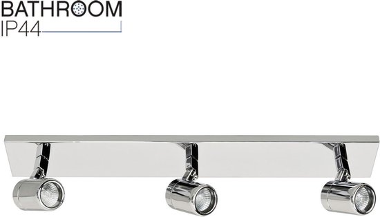 Plafondlamp balk Rain | 3 lichts | chroom | glas / metaal | 65 x 9,5 cm | 35 watt | kantelbaar | dimbaar | modern design