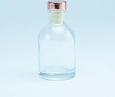 Luxe Flesje TRANSPARANT met ROSE GOUDEN dop - 6 Stuks - 50ml - Kan gebruikt worden als uitdeelcadeau of doopsuiker