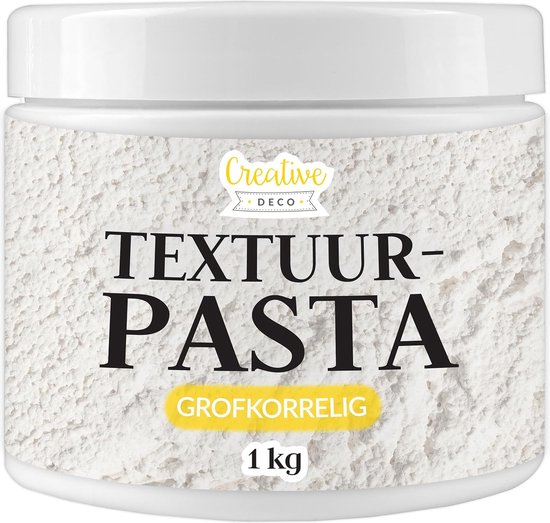 Pot met witte grofkorrelige structuurpasta van Creative Deco, 1 kg.