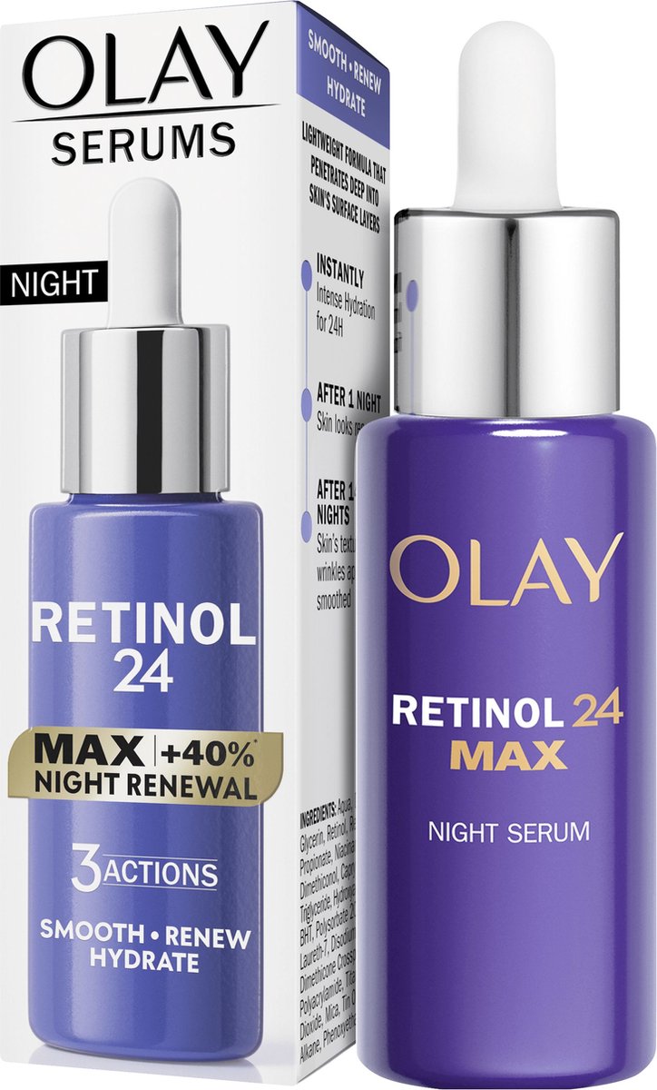 Olay Retinol 24 Max nachtserum, 3 acties (gladmakend, vernieuwend en hydraterend) 40 ml