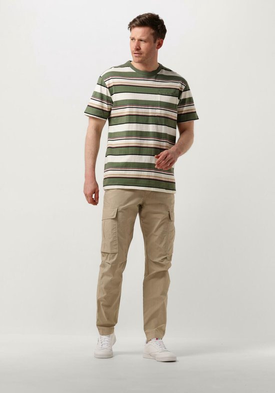 Anerkjendt Akkikki S/s Stripe Tee Polo's & T-shirts Heren - Polo shirt - Olijf - Maat XXL