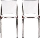 Set van 2 stapelbare stoelen HELLY - Massief polycarbonaat - kristal L 47 cm x H 83 cm x D 47 cm