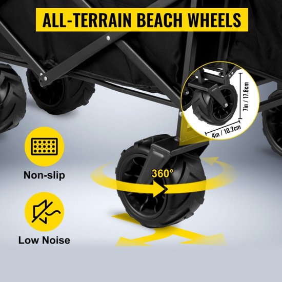 Bolderkar opvouwbaar - Met afdakje - Kar - Trolley - Camping - Strand kar - MAX 100 KG - 360 Graden draaibaar van Uniprodo — afbeelding 4