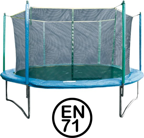 Garlando - Combi XL - Trampoline met Veiligheidsnet - voor Kinderen en Volwassenen - Rond - 366 cm - met Veilige Rand - Groen - Blauw
