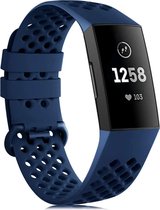 DrPhone FB-Strap - Siliconen Band Geschikt Voor Fitbit Charge 3 en 4 – 140 Tot 180MM Polsomtrek – Met Gespsluiting - Blauw