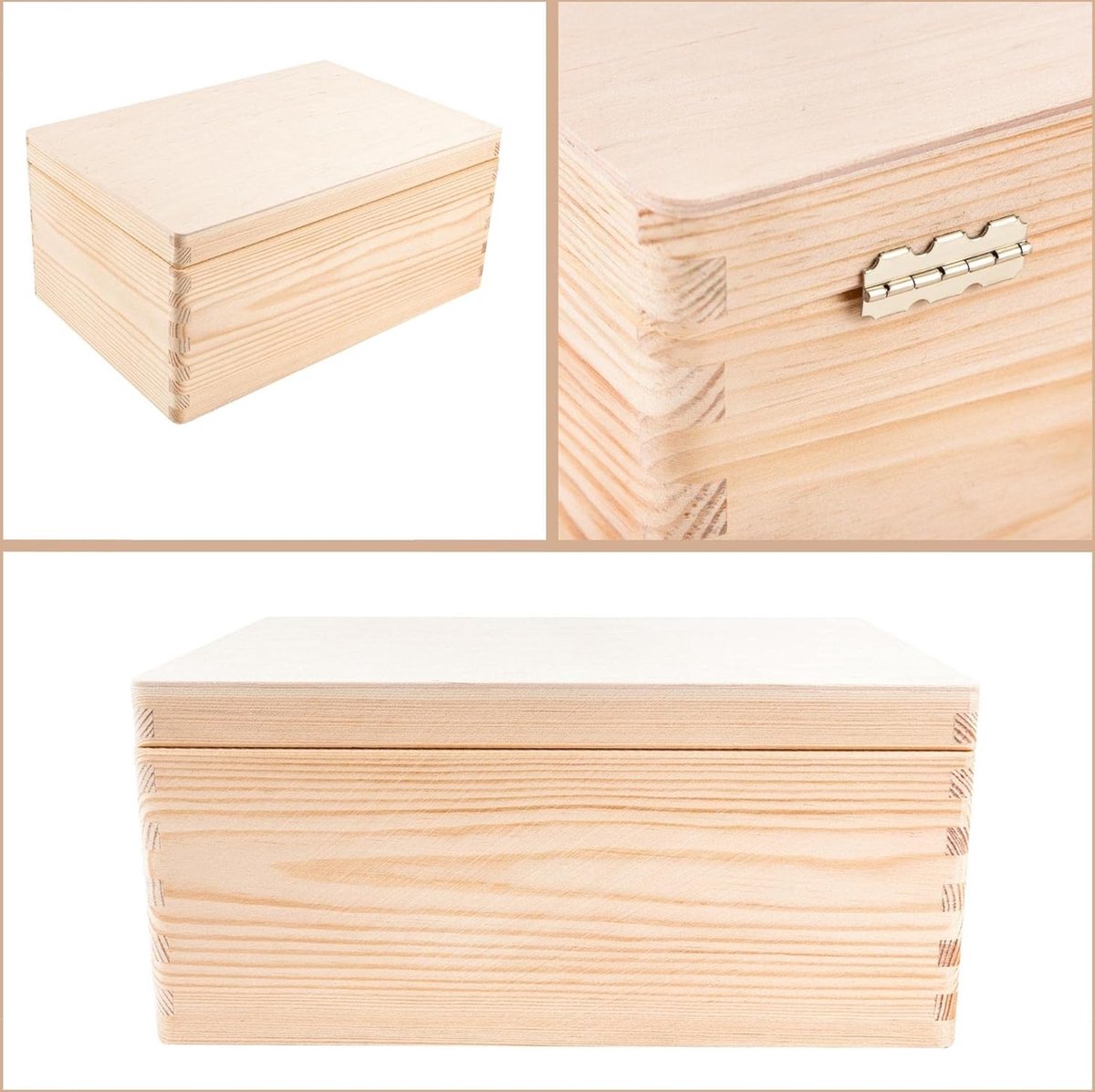 LAUBLUST Houten kist met deksel - 30x20x14cm, naturel, FSC
