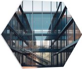 PVC Schuimplaat Hexagon - Ramen - Gebouw - Glas - 60x52.2 cm Foto op Hexagon (Met Ophangsysteem)