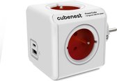 Cubenest PowerCube Original USB A+C PD 20 W, Type E, max 16A/250V~3680W, Rood