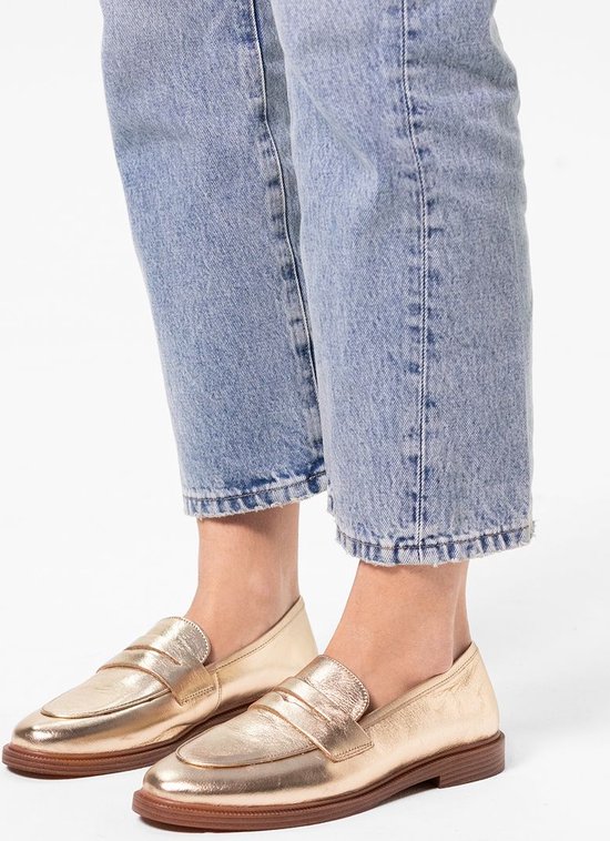 Sacha - Dames - Gouden leren penny loafer - Maat 36