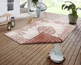 Flycarpets Omkeerbaar Buitenkleed / Vloerkleed - Cebu - Terra / Creme - Laagpolig Tuintapijt / Buitentapijt / Tuinkleed - 160x230 cm