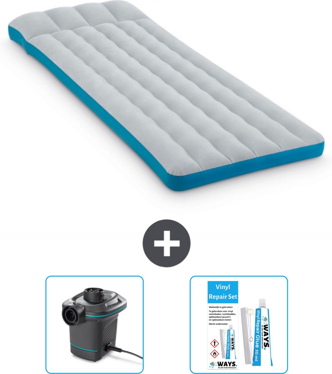 Intex Campingmat - Twijfelaar - 72 x 189 x 20 cm - Blauw - Inclusief Accessoires CB14