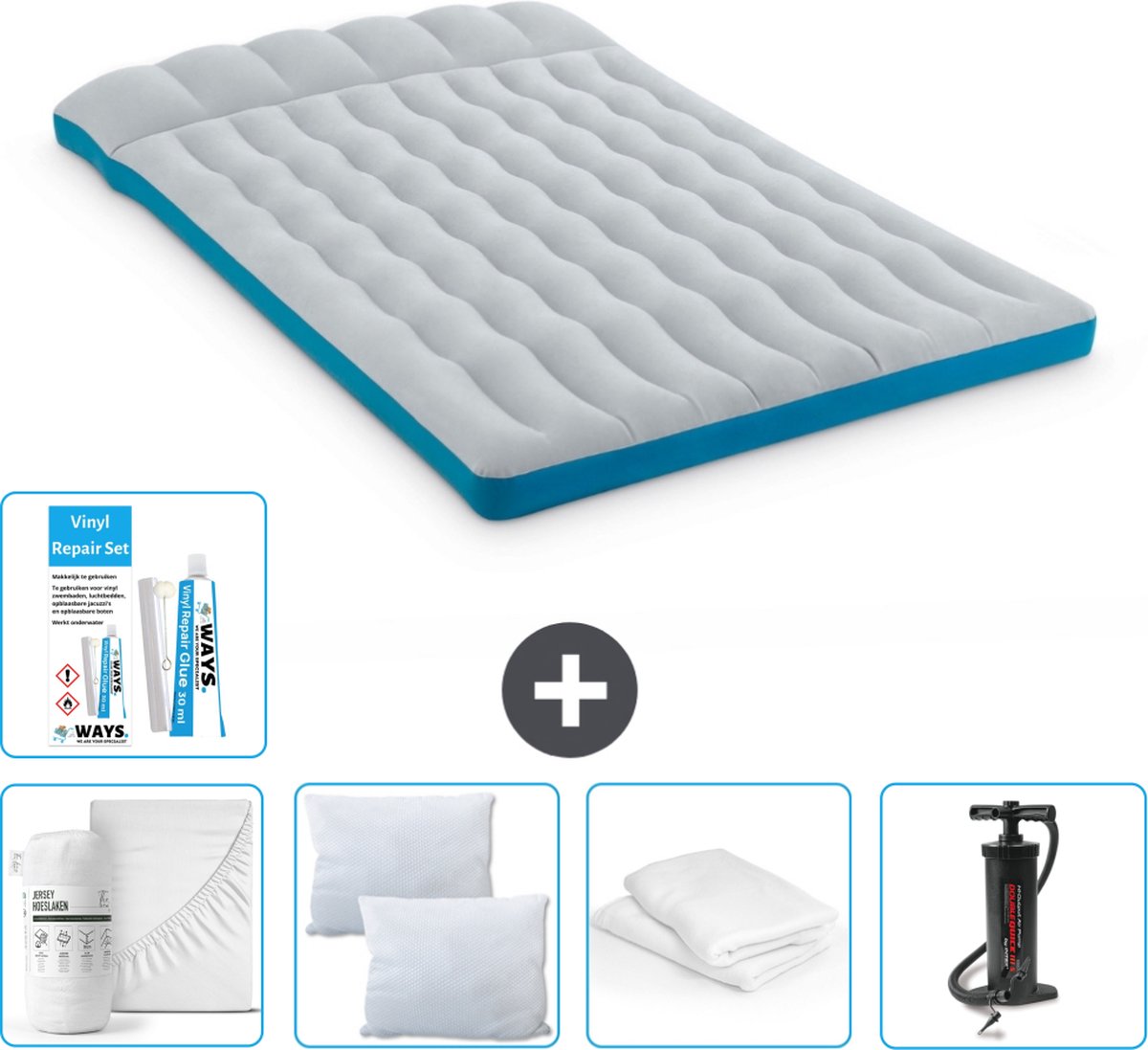 Intex Campingmat - 2-Persoons - 127 x 193 x 24 cm - Blauw - Inclusief Accessoires CB1