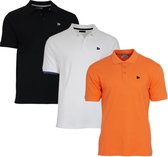 3-Pack Donnay Polo (549009) - Sportpolo - Heren - Black/White/Apricot orange (560) - maat M