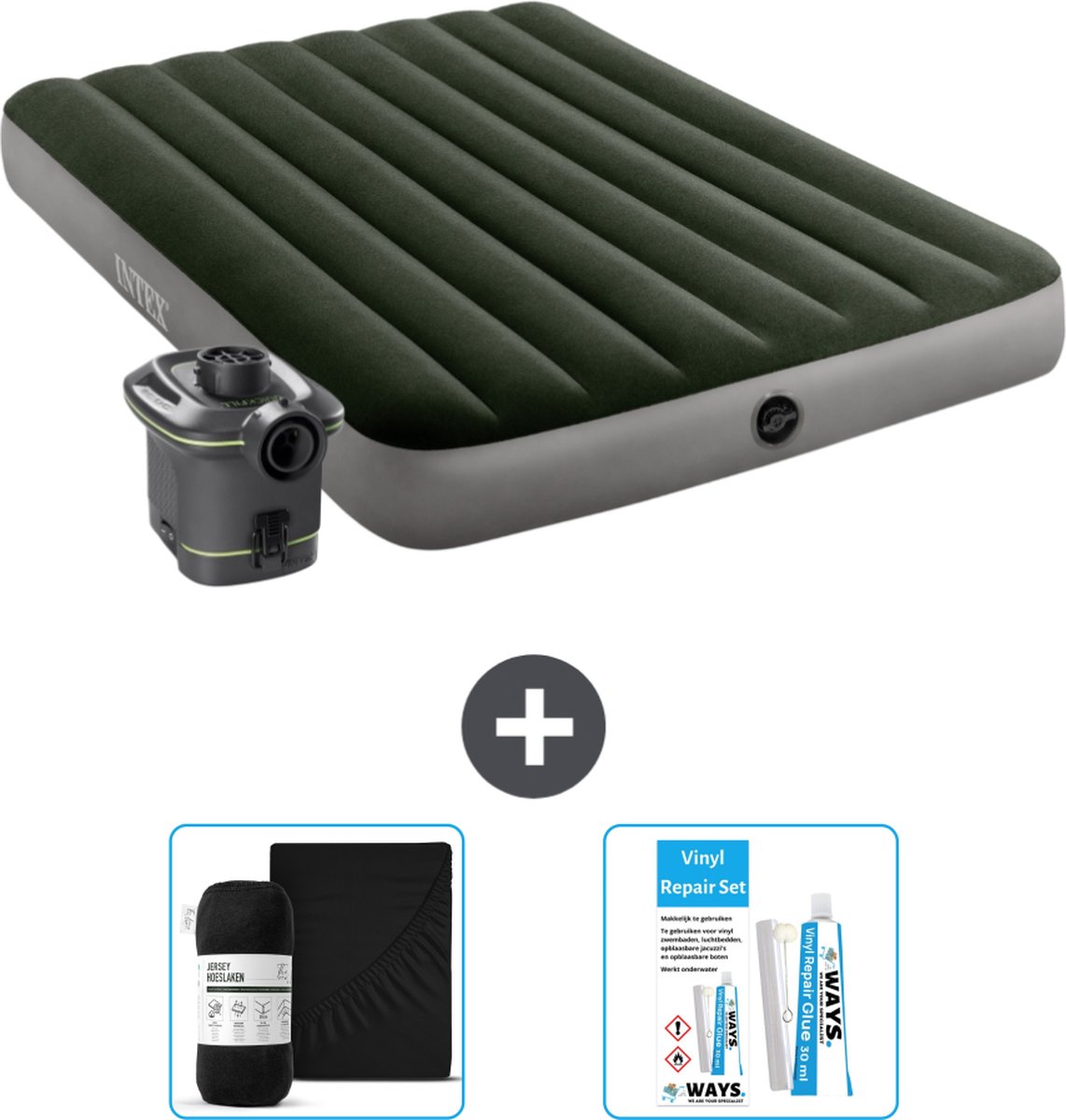 Intex Luchtbed - Twijfelaar - 137 x 191 x 25 cm - Groen - Inclusief pomp - Accessoires CB18